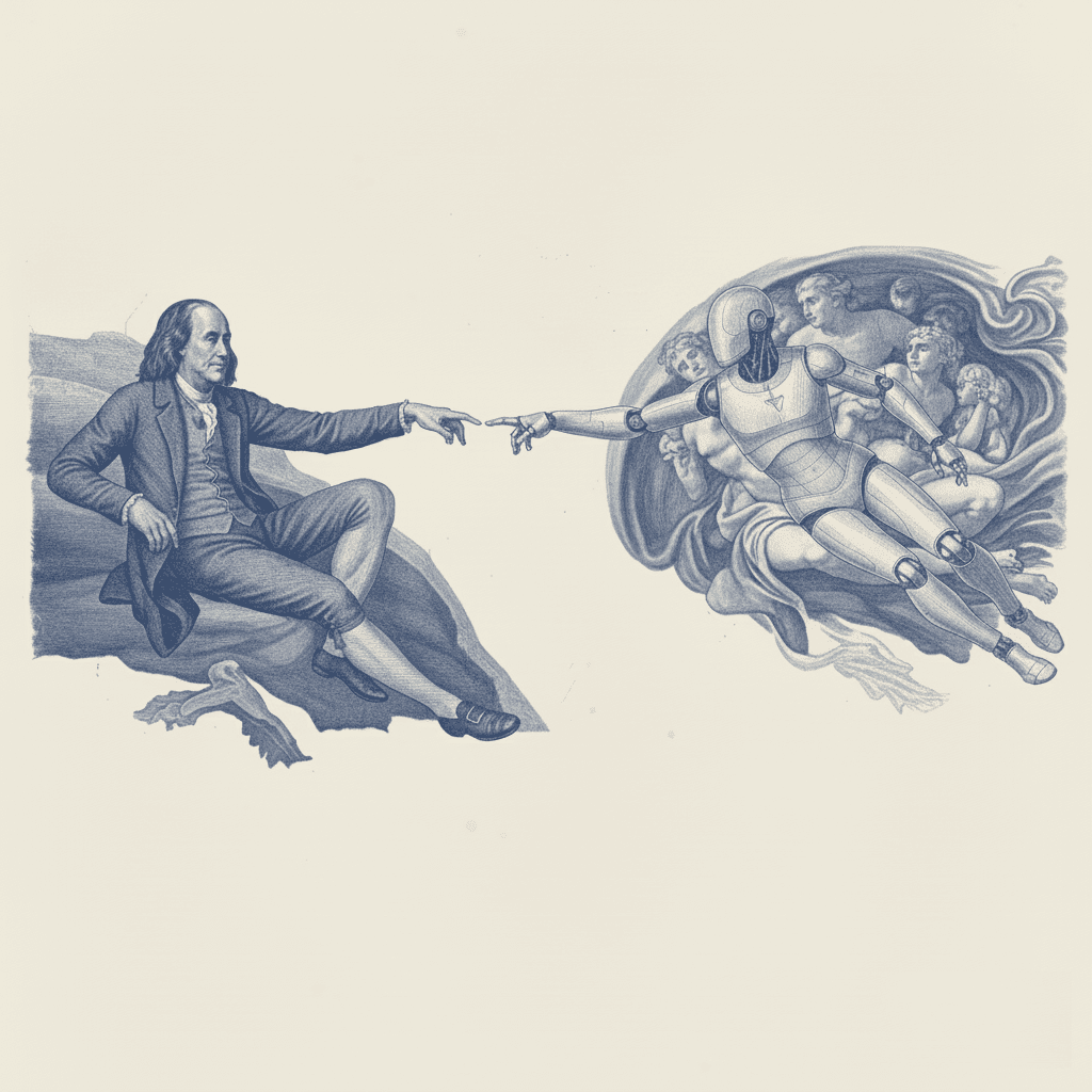 The Creation - Human and AI reaching toward each other